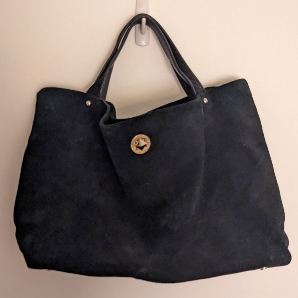 Kate Spade - Large Black Suede Tote w/ Gold Hardware